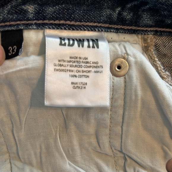 Edwin Cai Jean Cutoff Denim Shorts In Maui Size 33 - Picture 13 of 14